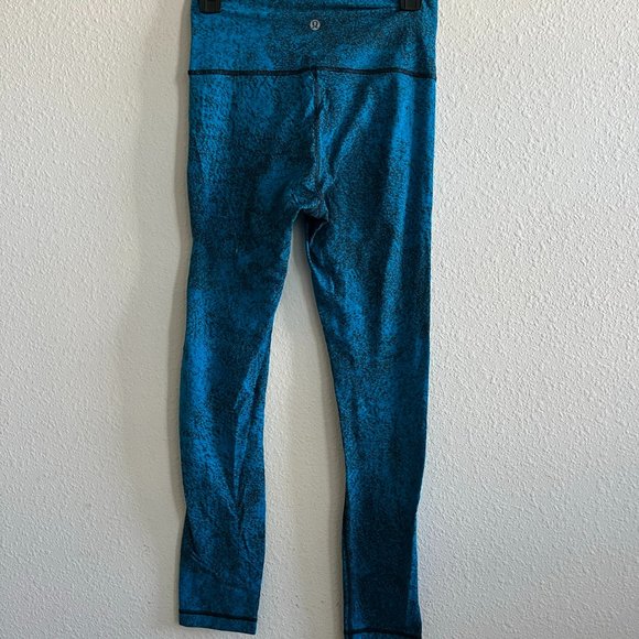 Lululemon Women's Wunder Under Pant III Leggings Luon Spray Jacquard Blue Size 4 - Picture 6 of 9